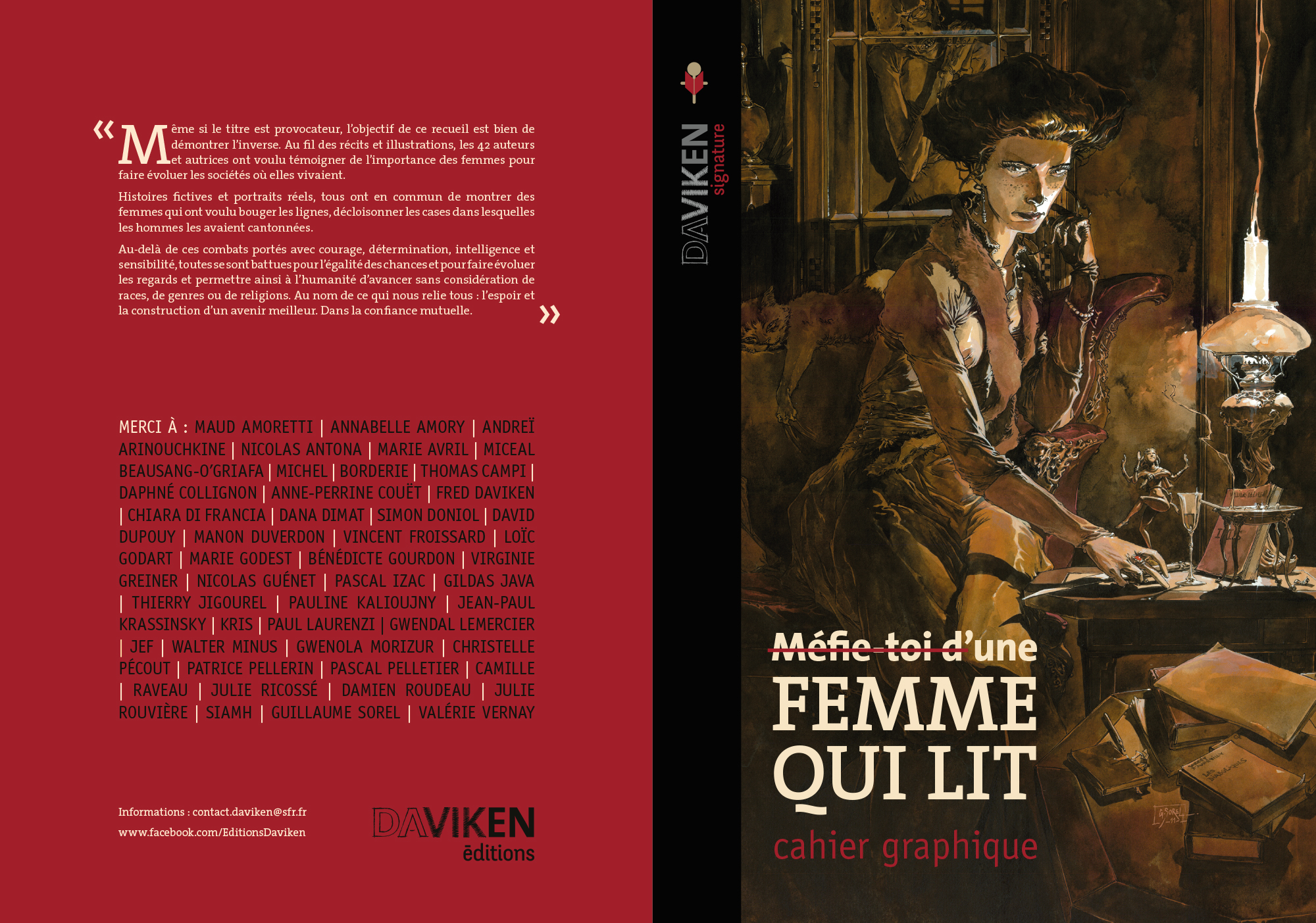 Plat de couverture du cahier graphique de Méfie-toi d'une femme qui lit (MTFQL)