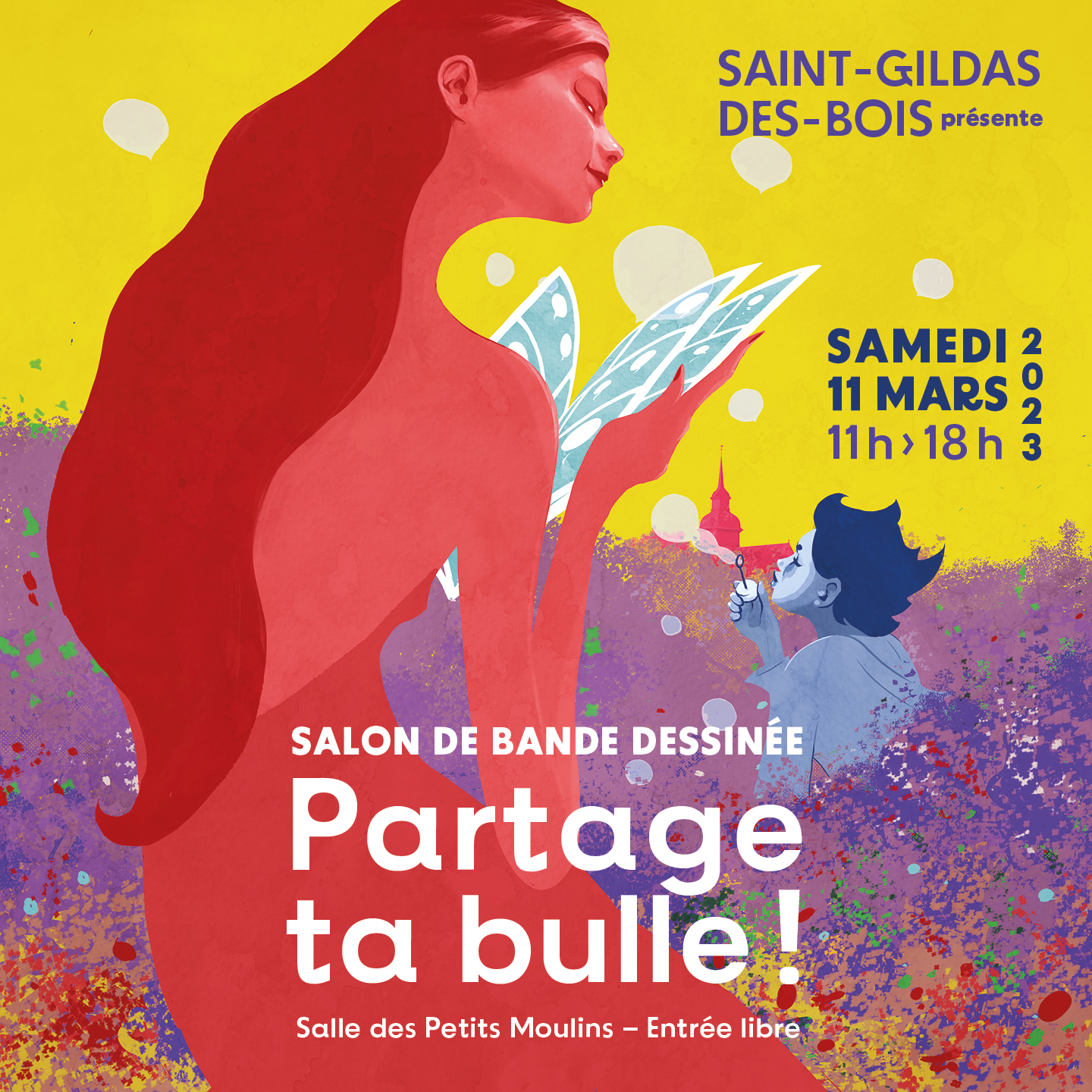 Salon BD "Partage ta bulle" St Gildas des bois réalisation Anne Fraisse et Gildas Java Visuel : Instagram